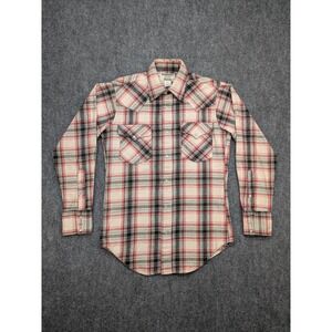 Vintage Ruddock Pearl Snap‎ Flannel Shirts Mens Small Plaid Western Cowboy Rodeo